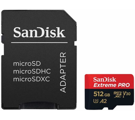  Карта памяти SanDisk (SDSQXCD-512G-GN6MA) 512GB microSDXC Class 10 UHS-I A2 C10 V30 U3 Extreme Pro (SD адаптер) 200MB/s 