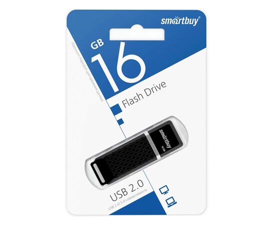  Флэш накопитель USB 16 Гб Smart Buy Quartz (black) 