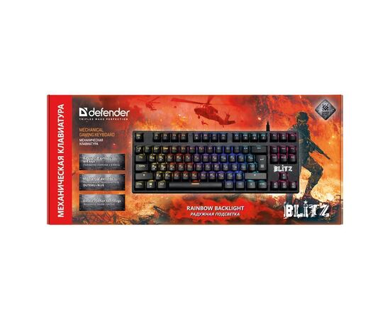 Клавиатура механическая Defender Blitz GK-240L RU игровая с подсветкой (black) (212597) 
