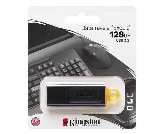  Флэш накопитель USB 128 Гб Kingston DataTravele Exodia 3.2 (black/yellow) (205113) 