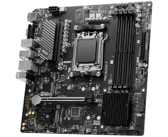  MB sAM5 MSI PRO B650M-P, AMD B650, 4xDDR5 1PCI-Ex16 2PCI-Ex1 2M.2 4SATA3 3USB3.2 Gen2(2A+1C) 4USB3.2 Gen 