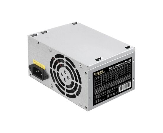  Блок питания ExeGate AAA450 ES259591RUS-PC 450W (ATX, PC, 8cm fan, 24pin, 4pin, 2xSATA, IDE, кабель 220V в комплекте) 