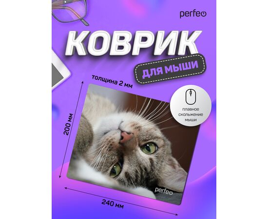  Коврик для компьютерной мыши "Cat", Рис.19 (240*200*2 мм), ткань+резиновое основание 