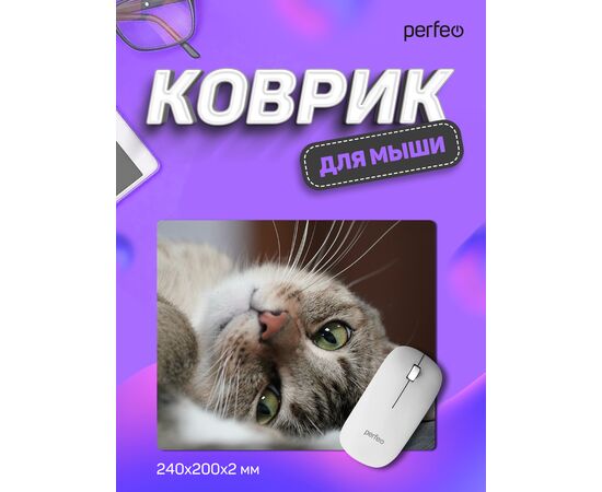  Коврик для компьютерной мыши "Cat", Рис.19 (240*200*2 мм), ткань+резиновое основание 