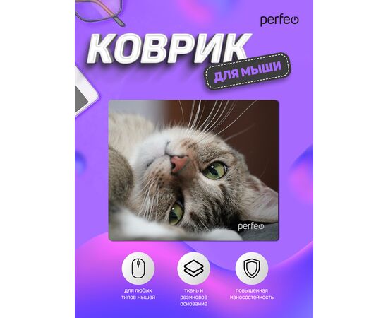  Коврик для компьютерной мыши "Cat", Рис.19 (240*200*2 мм), ткань+резиновое основание 