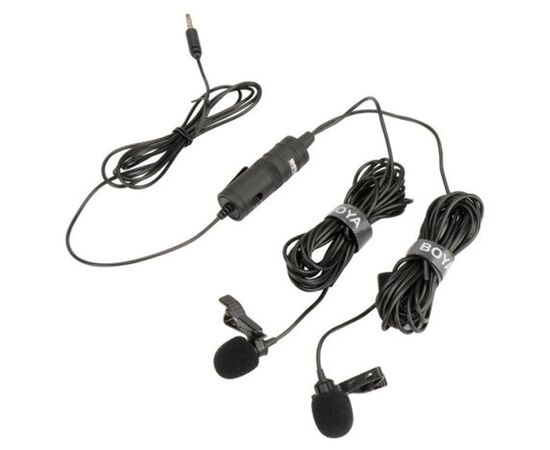  Микрофон BOYA BY-M1DM, петличный, Jack 3.5mm, черный, двойной всенаправленный (B) 