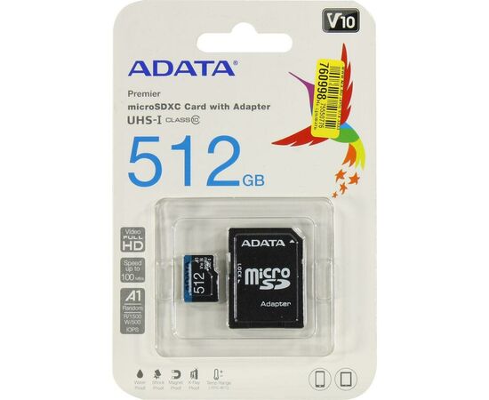  Карта памяти ADATA AUSDX512GUICL10A1-RA1 Micro SDXC 512GB 