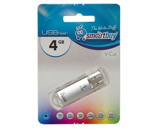  Флэш накопитель USB  4 Гб Smart Buy V-Cut (silver) (22561) 